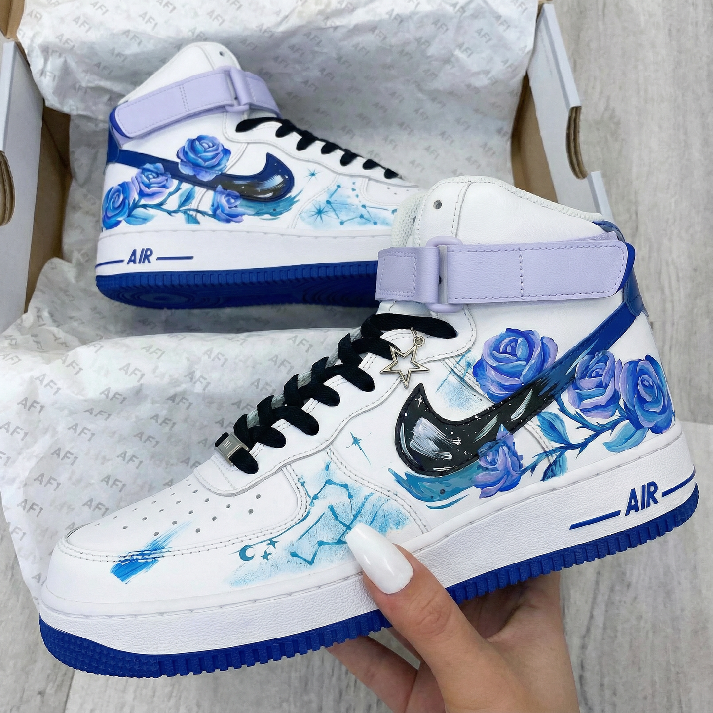 Lavender Blue Bloom Custom AF 1s Shoes