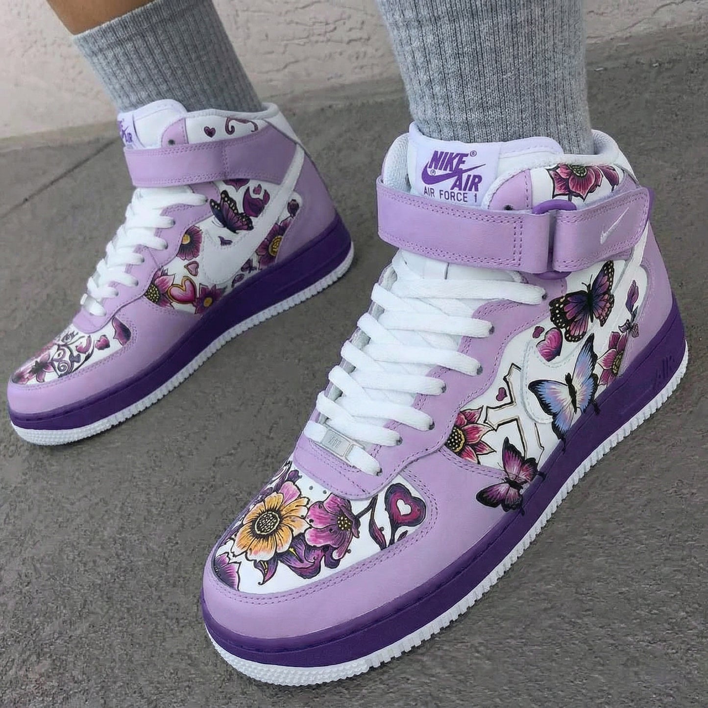 Lavender Butterfly Custom AF 1s Shoes
