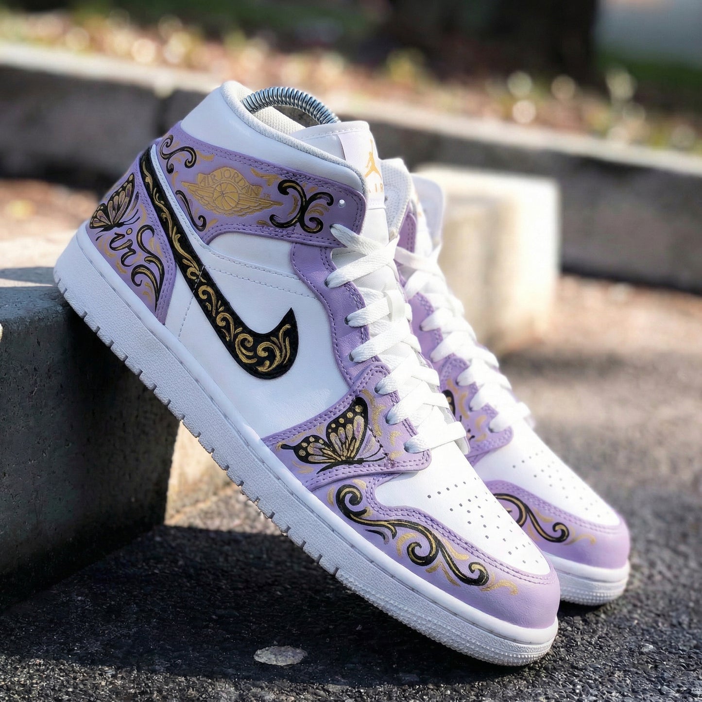 Lavender Butterfly Custom AJ 1s Shoes