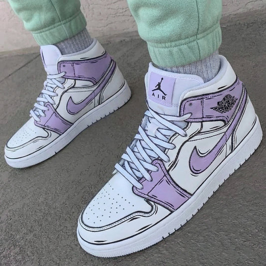 Lavender Cartoon Custom AJ 1s Shoes