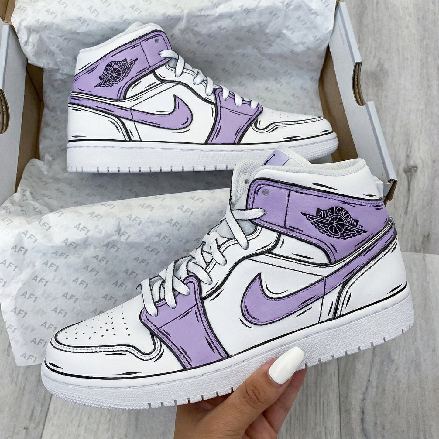 Lavender Cartoon Custom AJ 1s Shoes