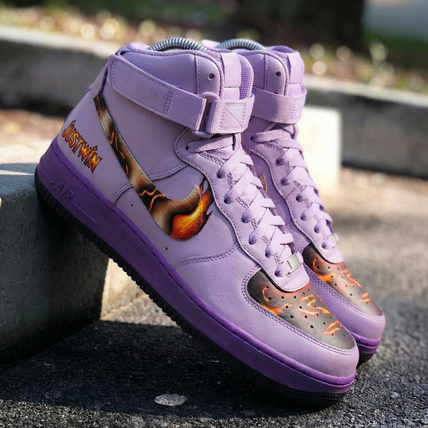 Lavender Flame Custom AF 1s Shoes