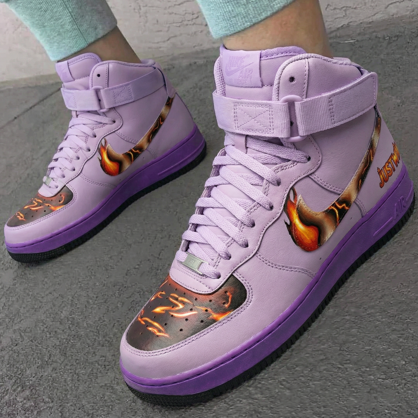 Lavender Flame Custom AF 1s Shoes