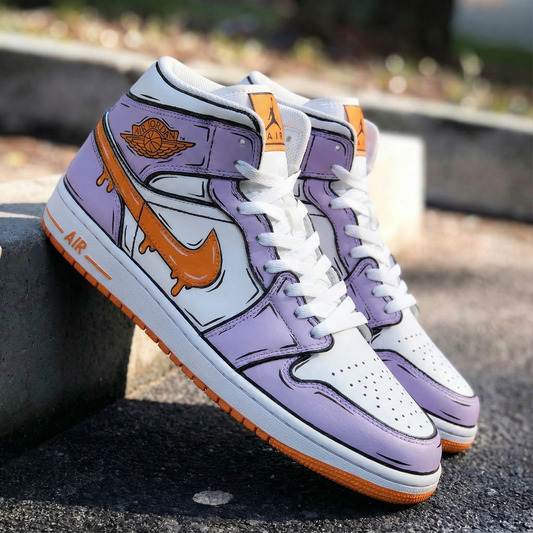 Lavender Orange Cartoon Custom AJ 1s Shoes
