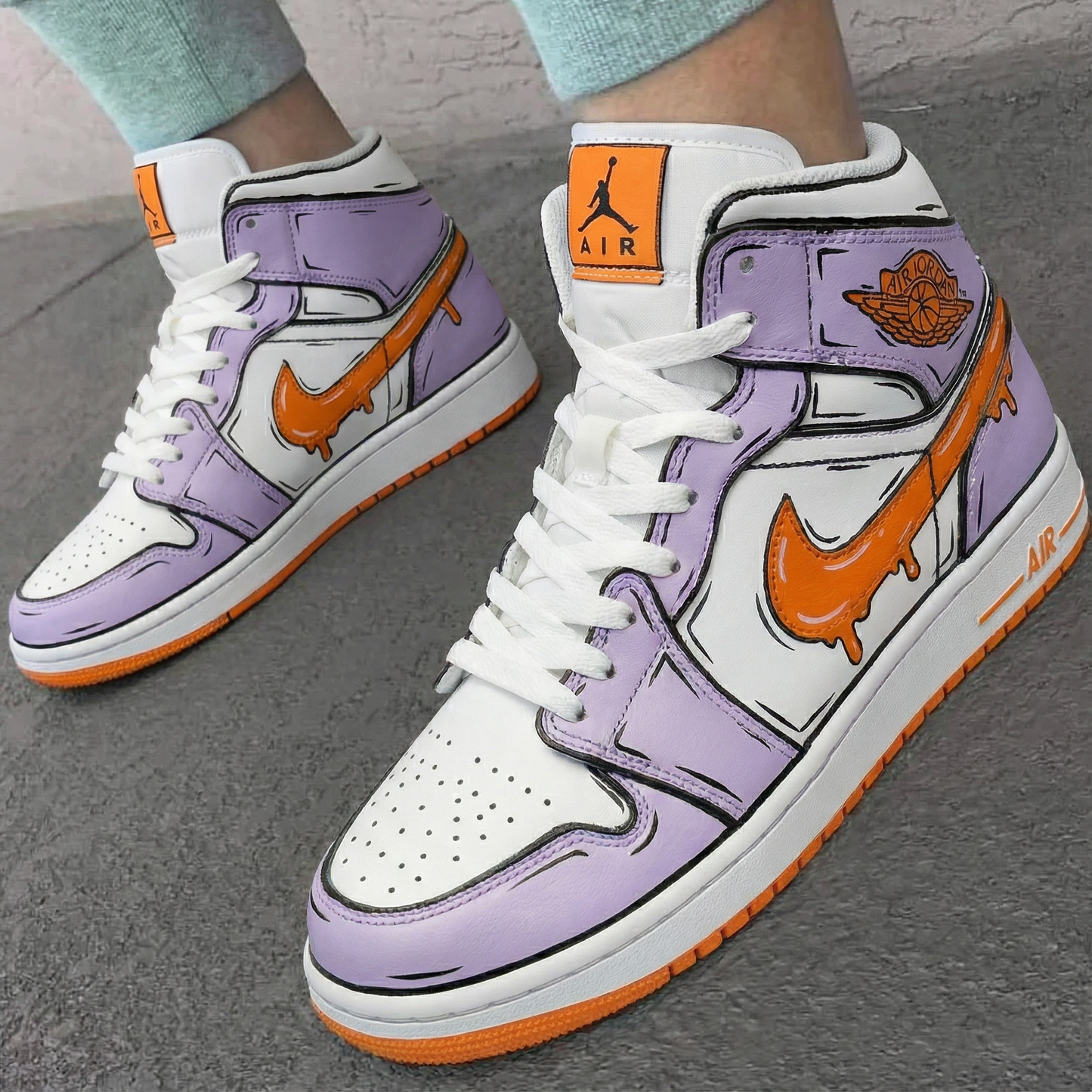 Lavender Orange Cartoon Custom AJ 1s Shoes