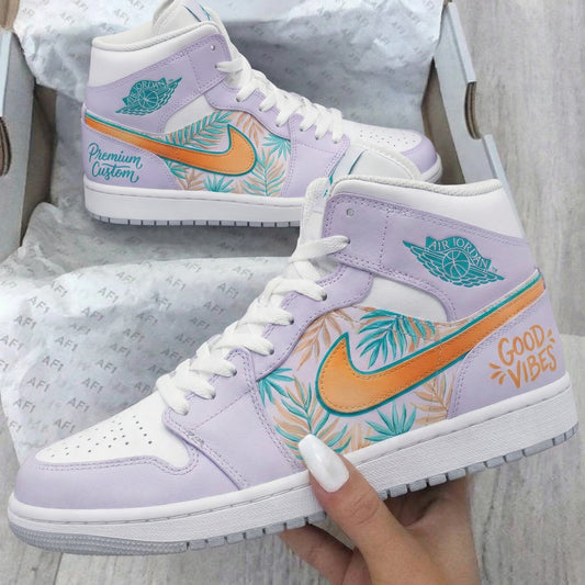 Lavender Palm - Pattern Custom AJ 1s Shoes