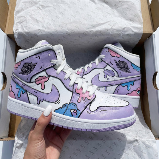 Lavender Pink Cartoon Custom AJ 1s Shoes