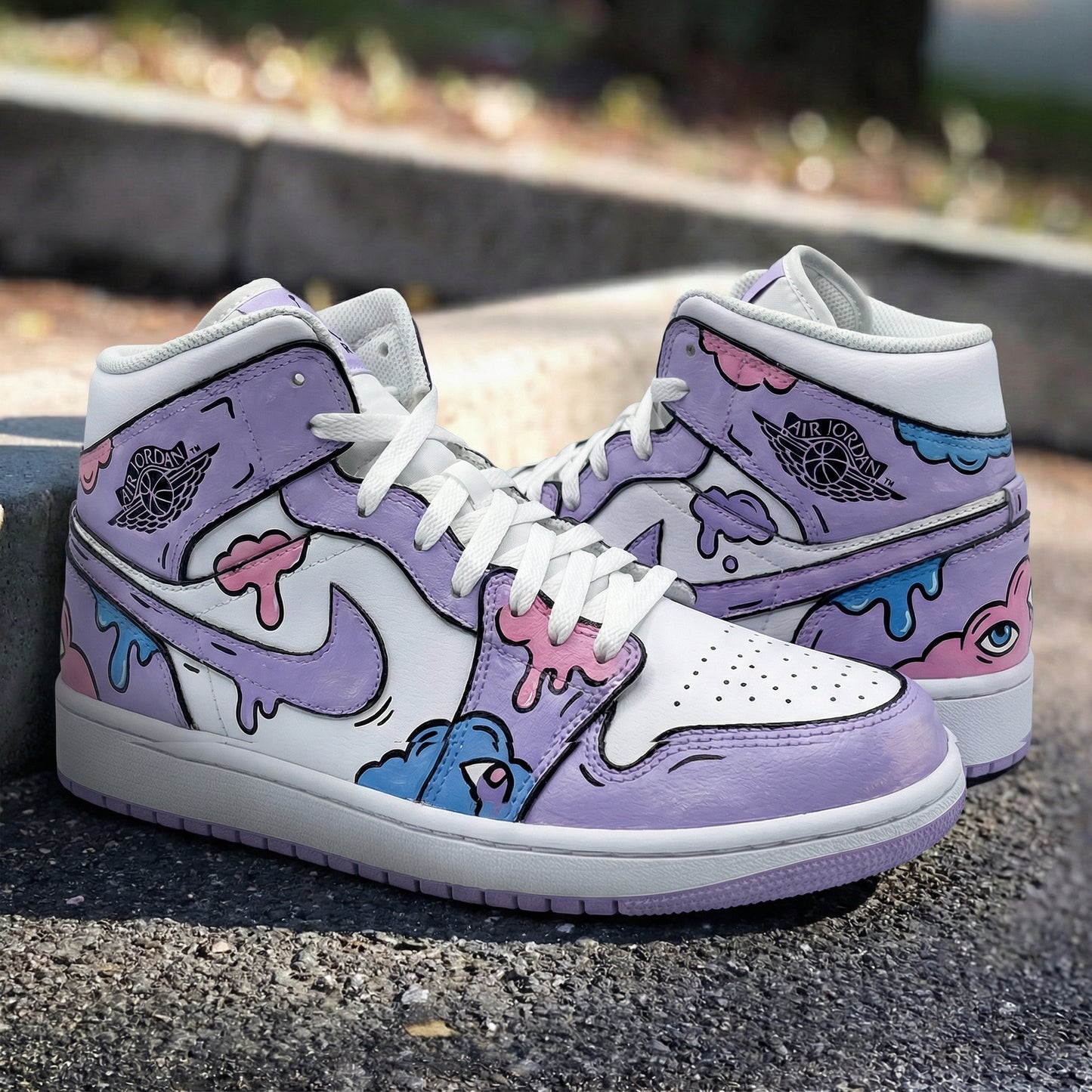 Lavender Pink Cartoon Custom AJ 1s Shoes