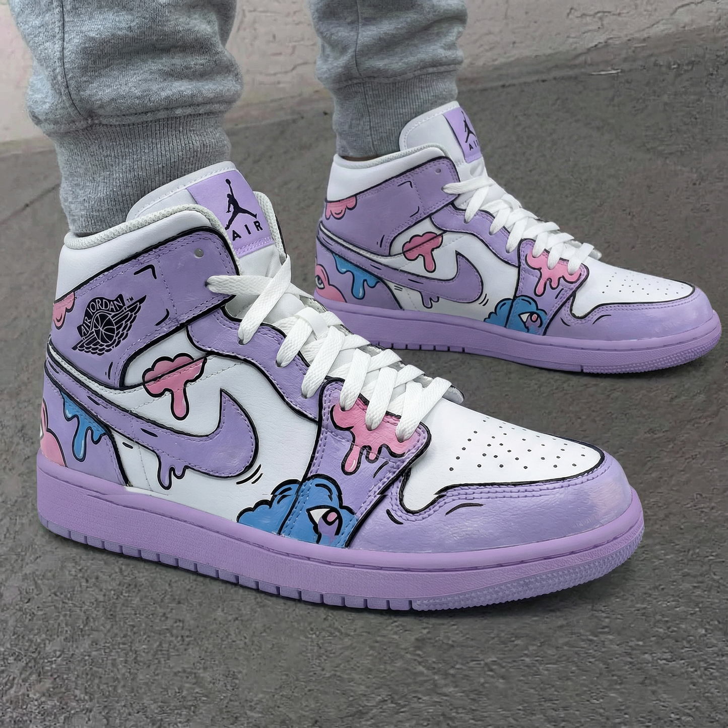 Lavender Pink Cartoon Custom AJ 1s Shoes
