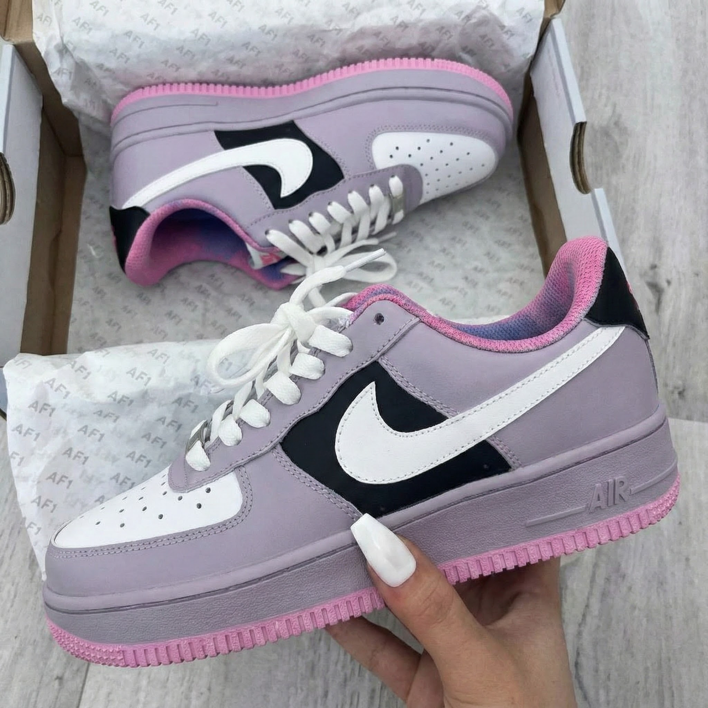 Lavender Pink White Custom AF 1s Shoes