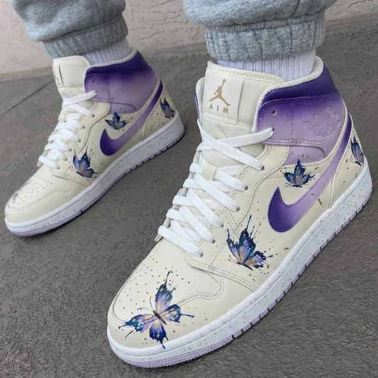 Lavender Purple Butterfly Custom AJ 1s Shoes