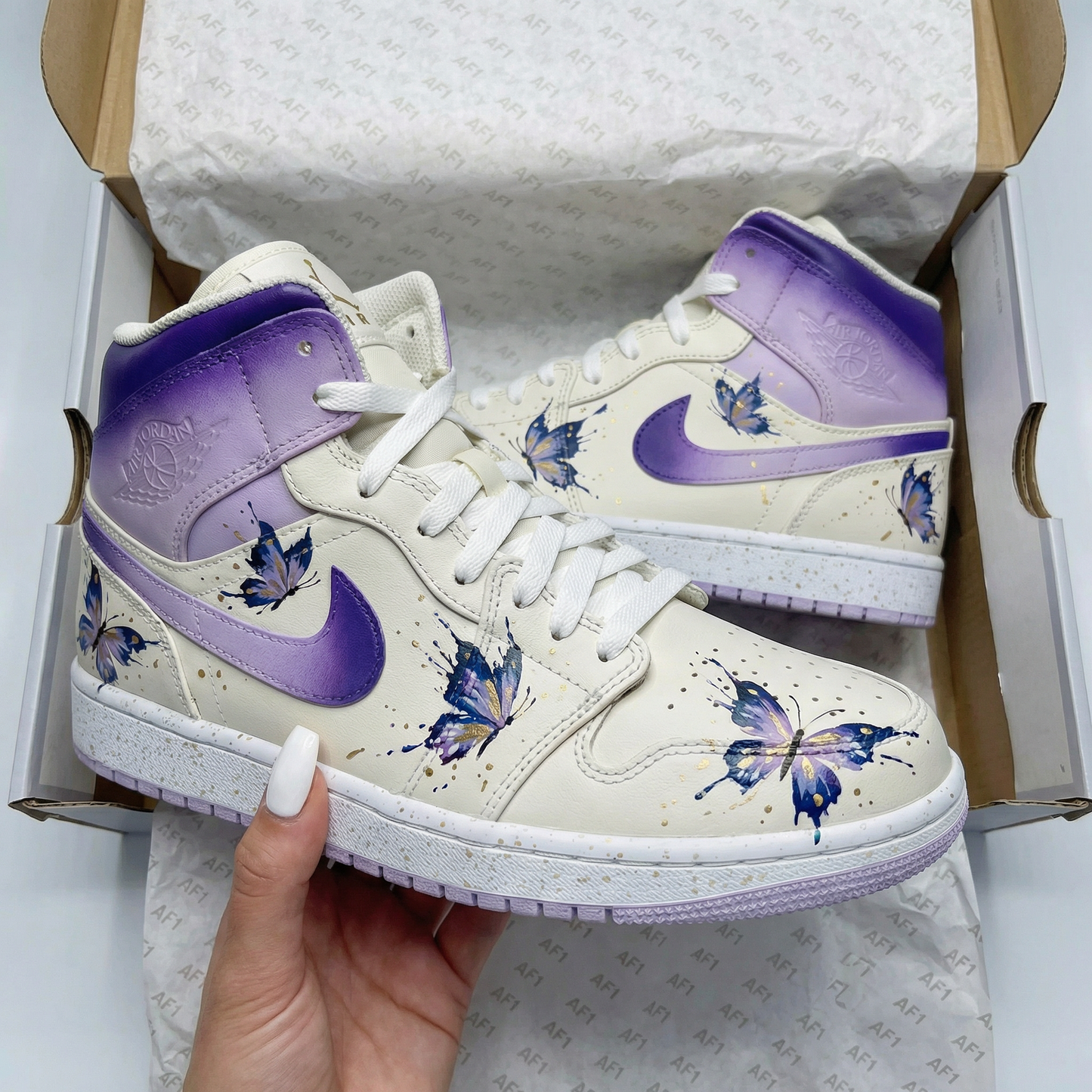 Lavender Purple Butterfly Custom AJ 1s Shoes
