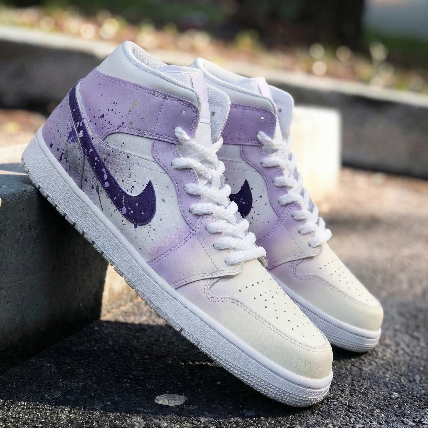 Lavender Purple Splatter Custom AJ 1s Shoes