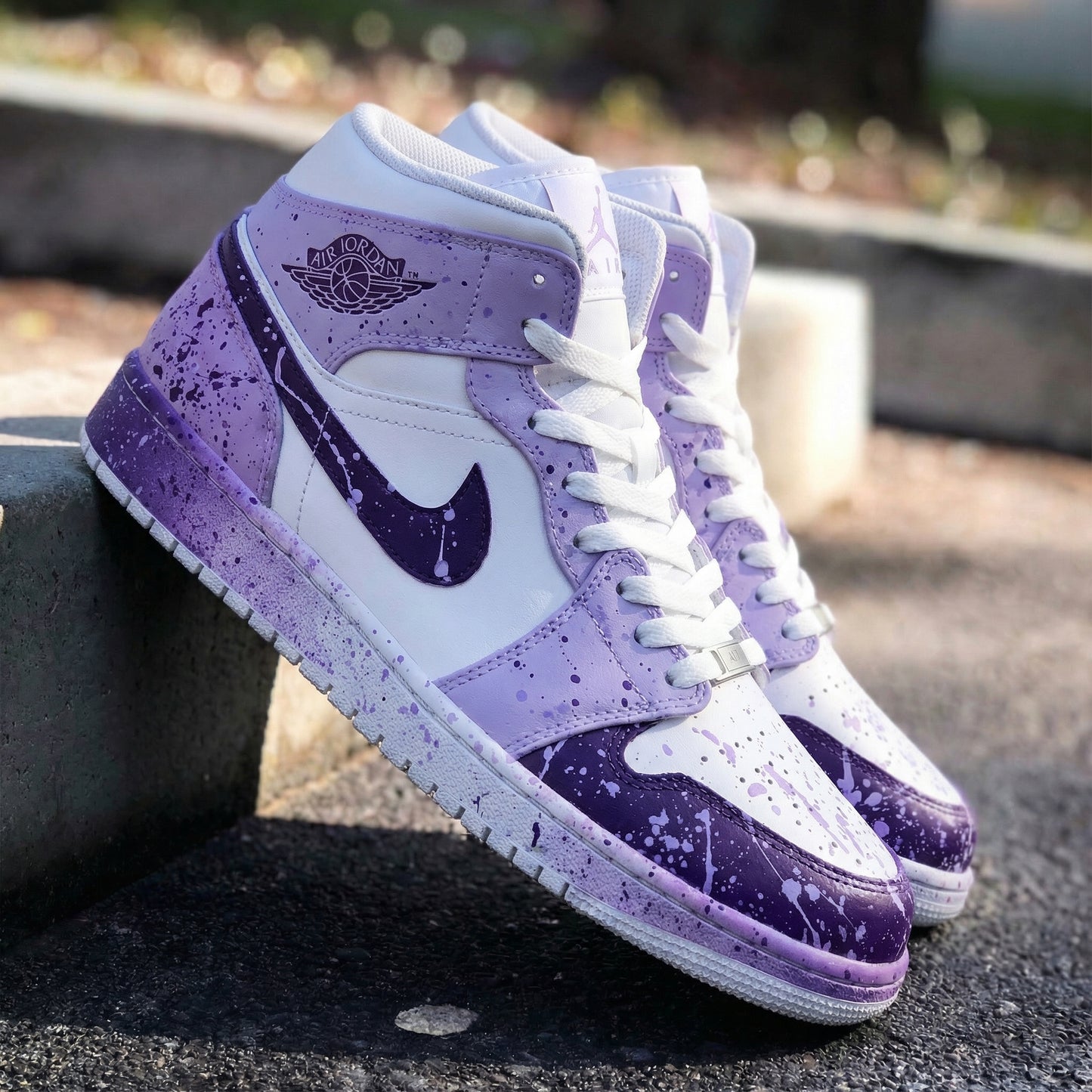 Lavender Purple Splatter Custom AJ 1s Shoes