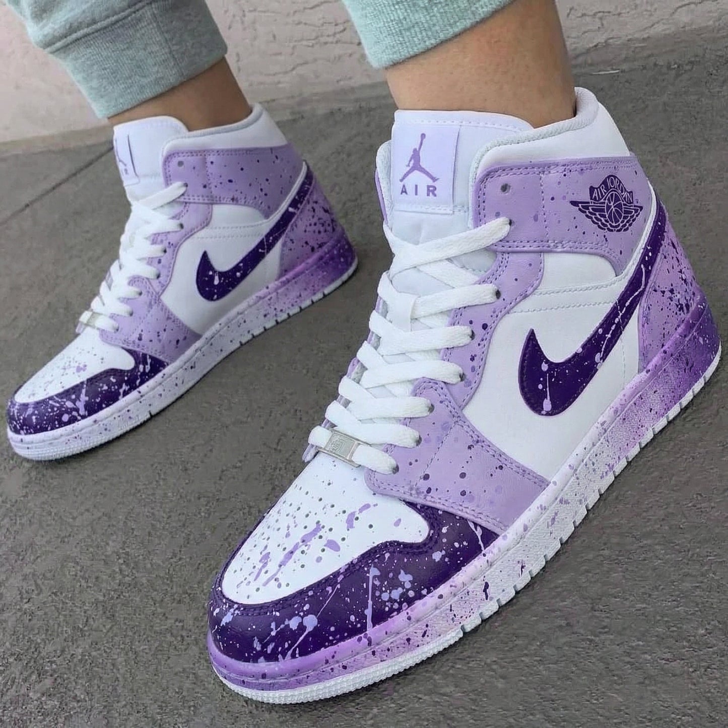 Lavender Purple Splatter Custom AJ 1s Shoes