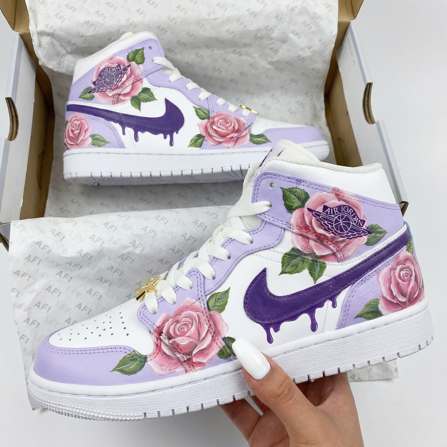Lavender Rose Custom AJ 1s Shoes