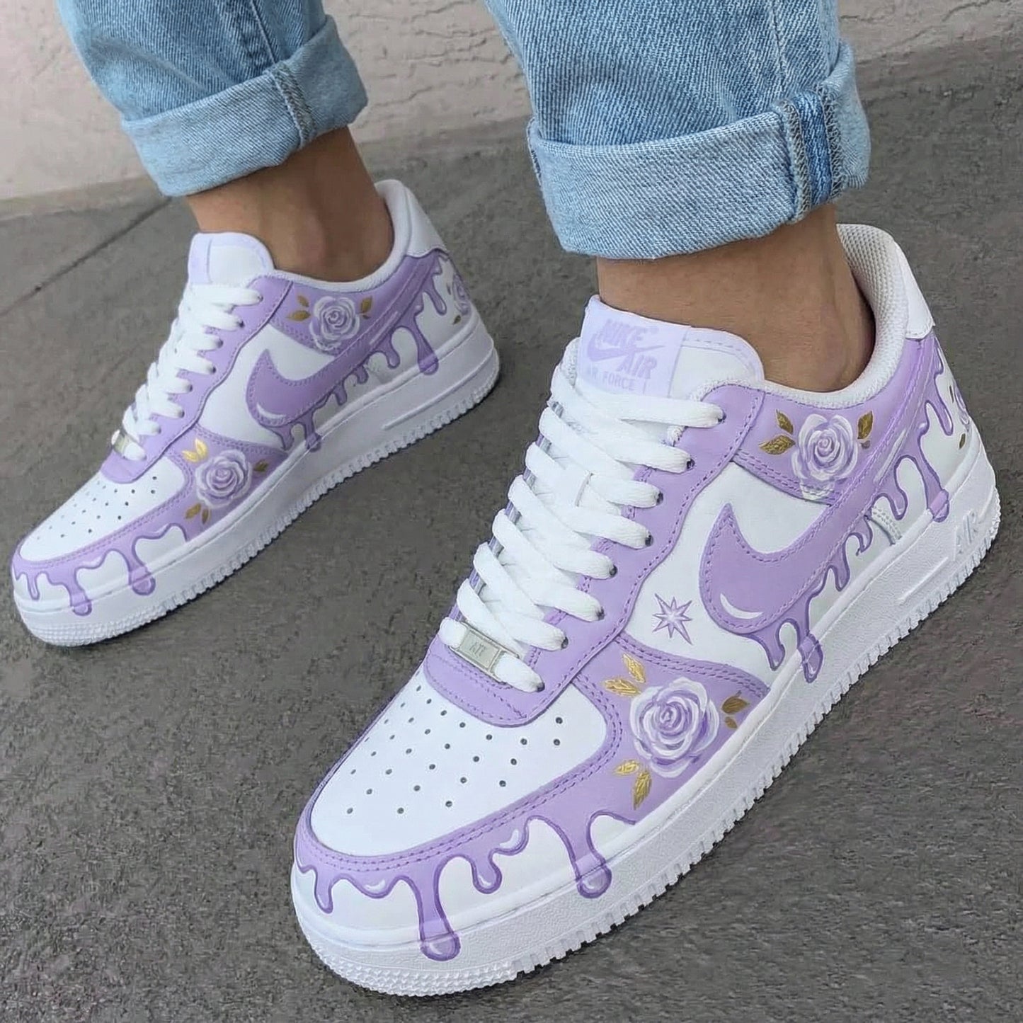 Lavender Rose Drip Custom AF 1s Shoes