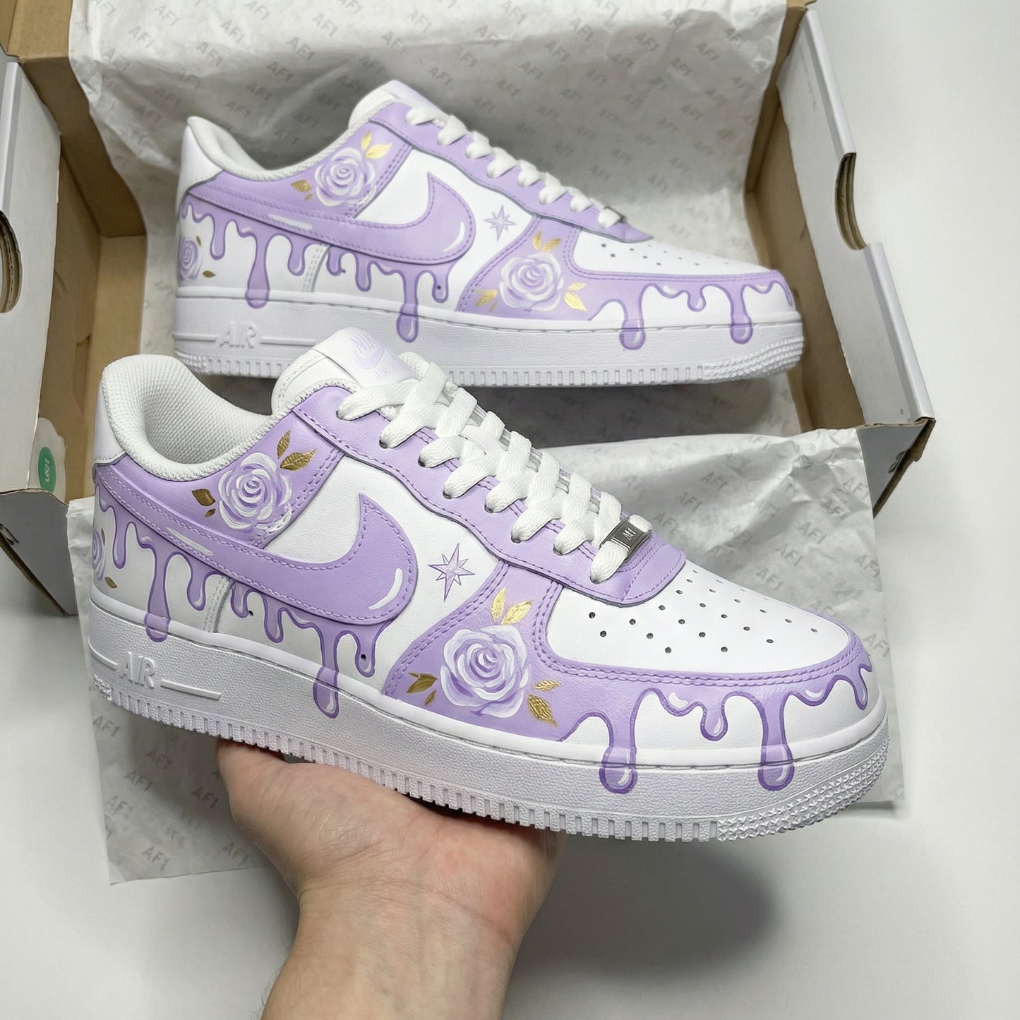 Lavender Rose Drip Custom AF 1s Shoes