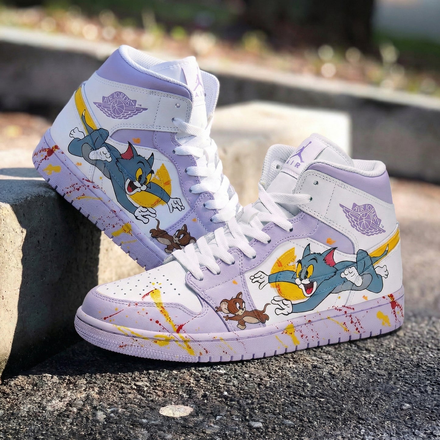 Lavender Tom And Jerry Custom AJ 1s Shoes