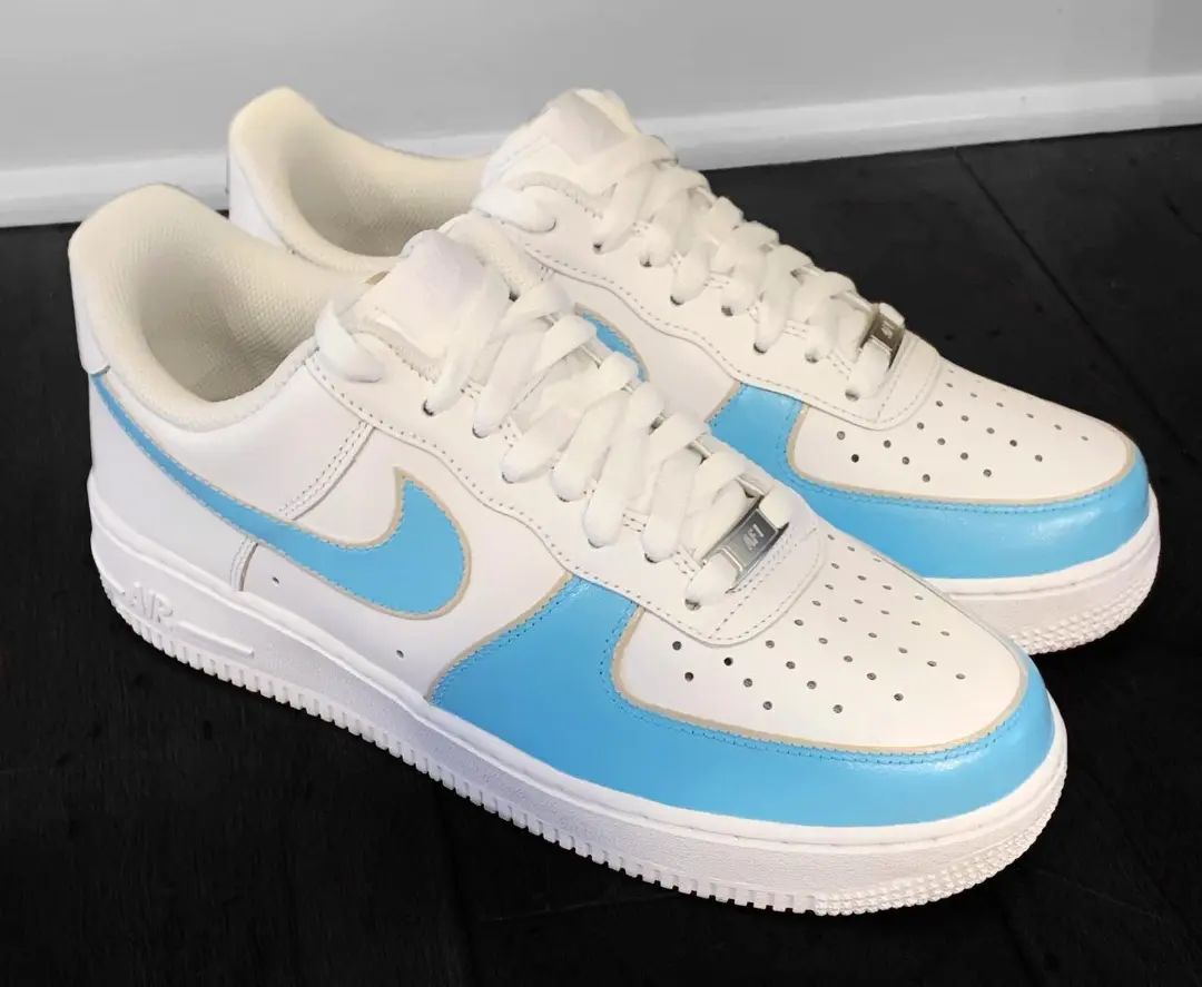 Light Baby Blue Touches Custom AF 1s Shoes