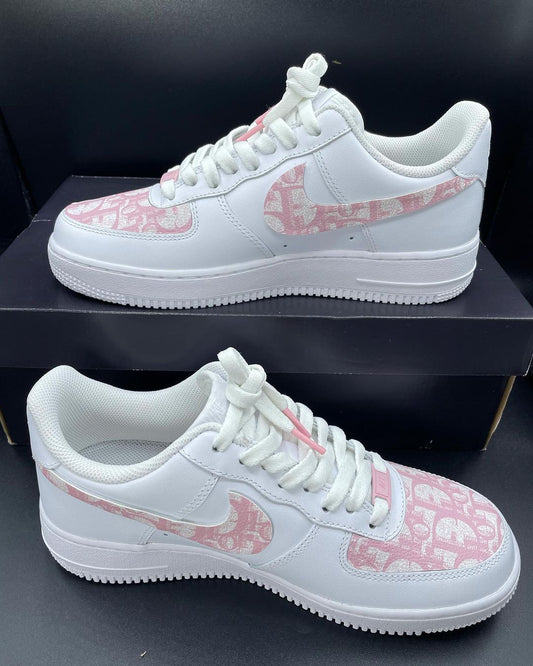 Light Baby Pink LV Pattern Custom AF 1s Shoes