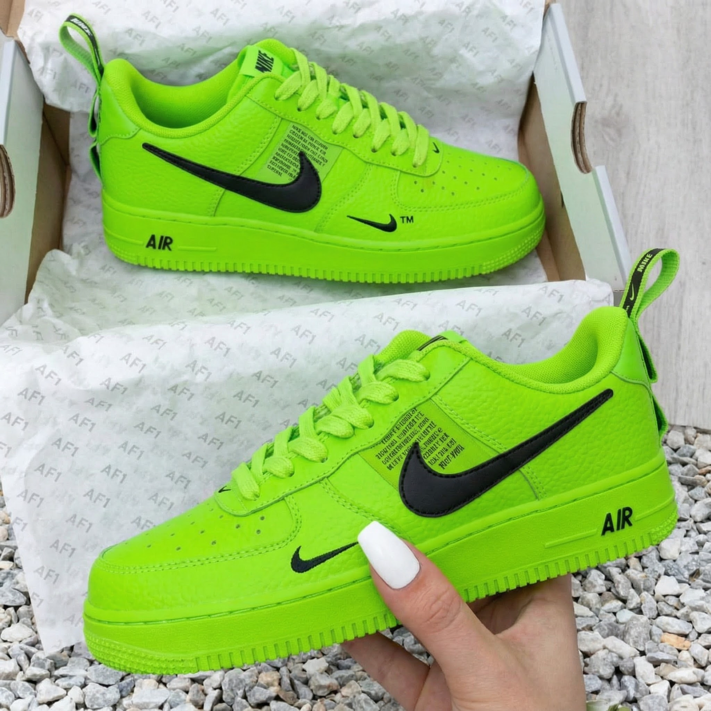 Lime Green Black Custom AF 1s Shoes
