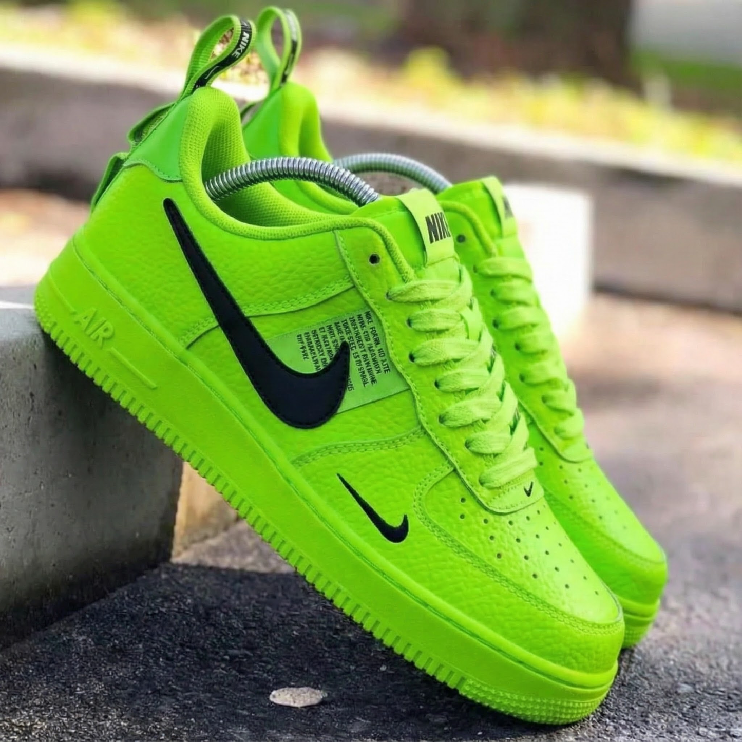 Lime Green Black Custom AF 1s Shoes