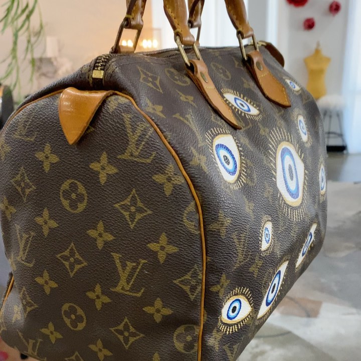Hand Painted Evil Eye Custom Monogram Handbag