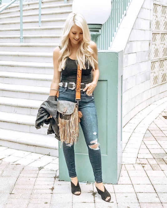 Custom Hand Painted Fringe Crossbody Purse