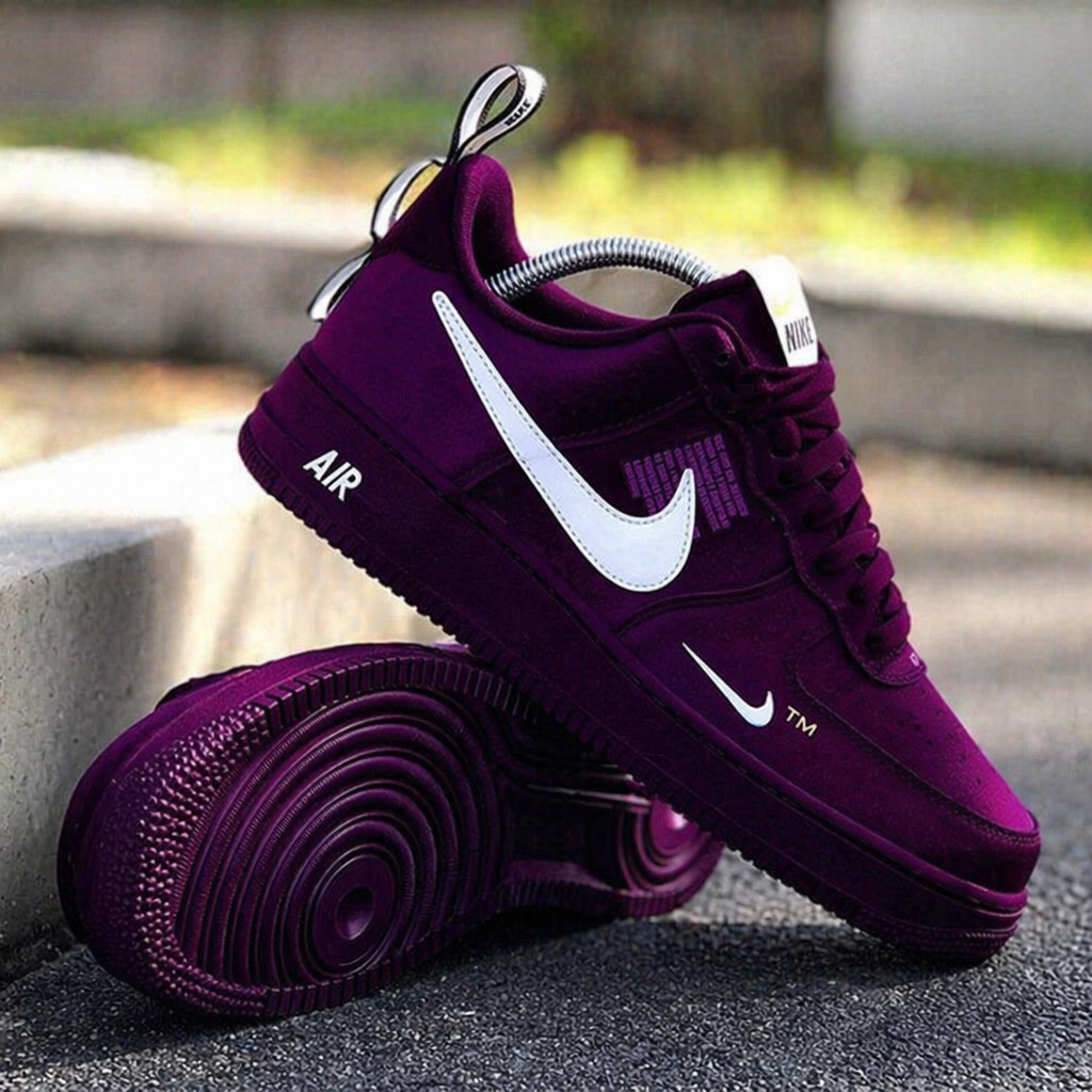 Purple Velvet Hand Painted Custom Air Force 1 Sneakers