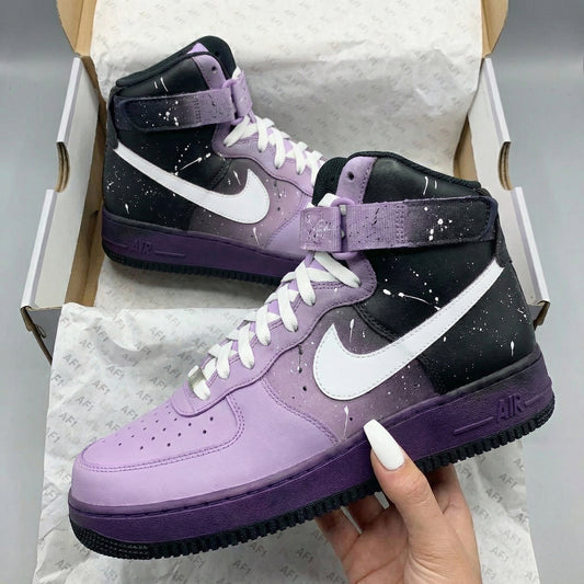Macaron Baby Purple Black Drip Custom AF 1s Shoes