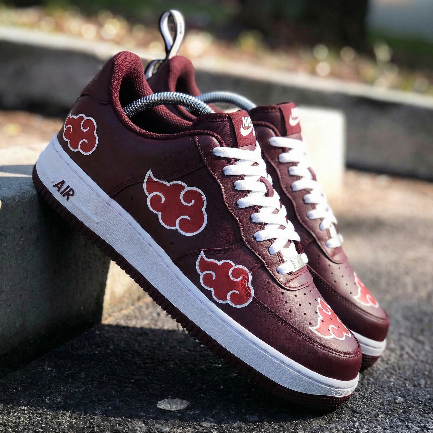 Maroon Akatsuki Clouds Custom AF 1s Shoes