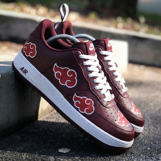 Maroon Akatsuki Clouds Custom AF 1s Shoes