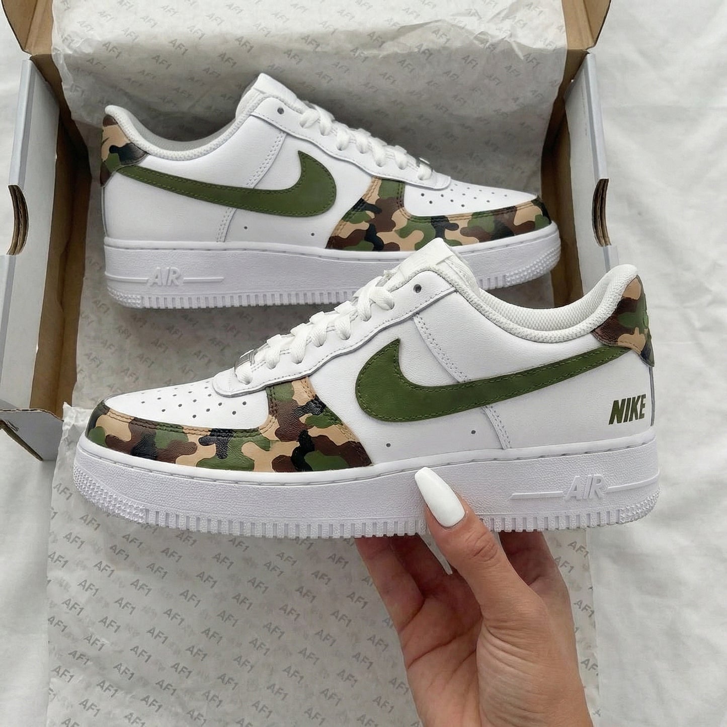 Military Green Camo Custom AF 1s Shoes