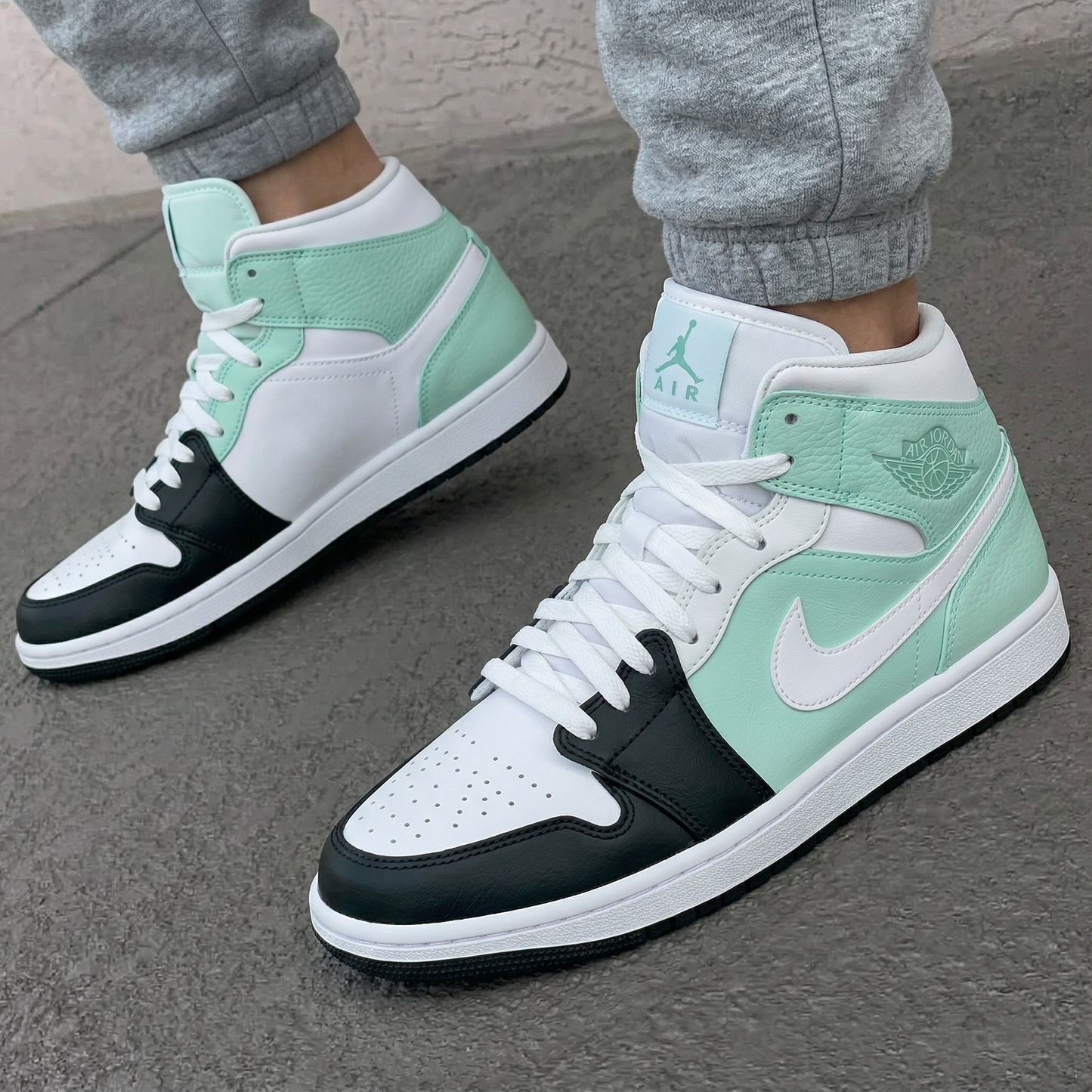 Mint Green Black Custom AJ 1s Shoes