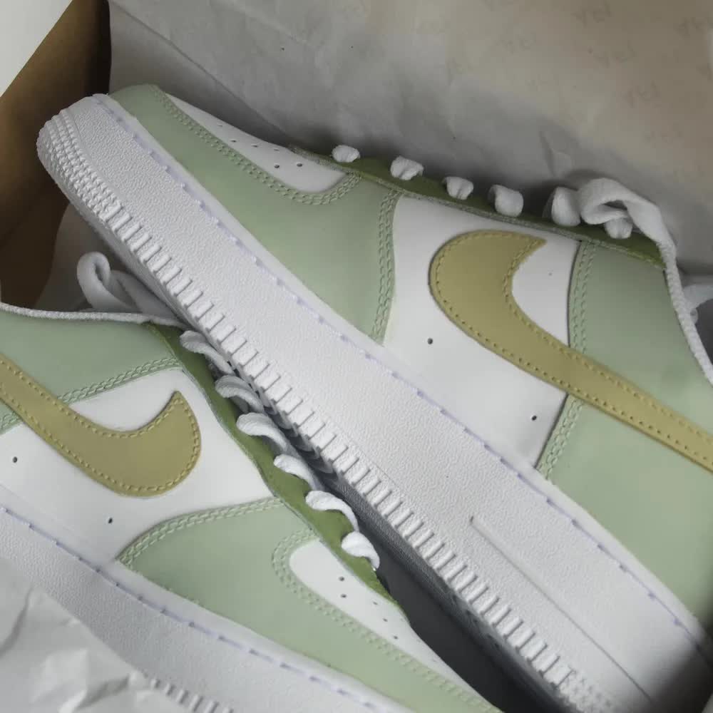 Mint Green Olive Custom AF 1s Shoes