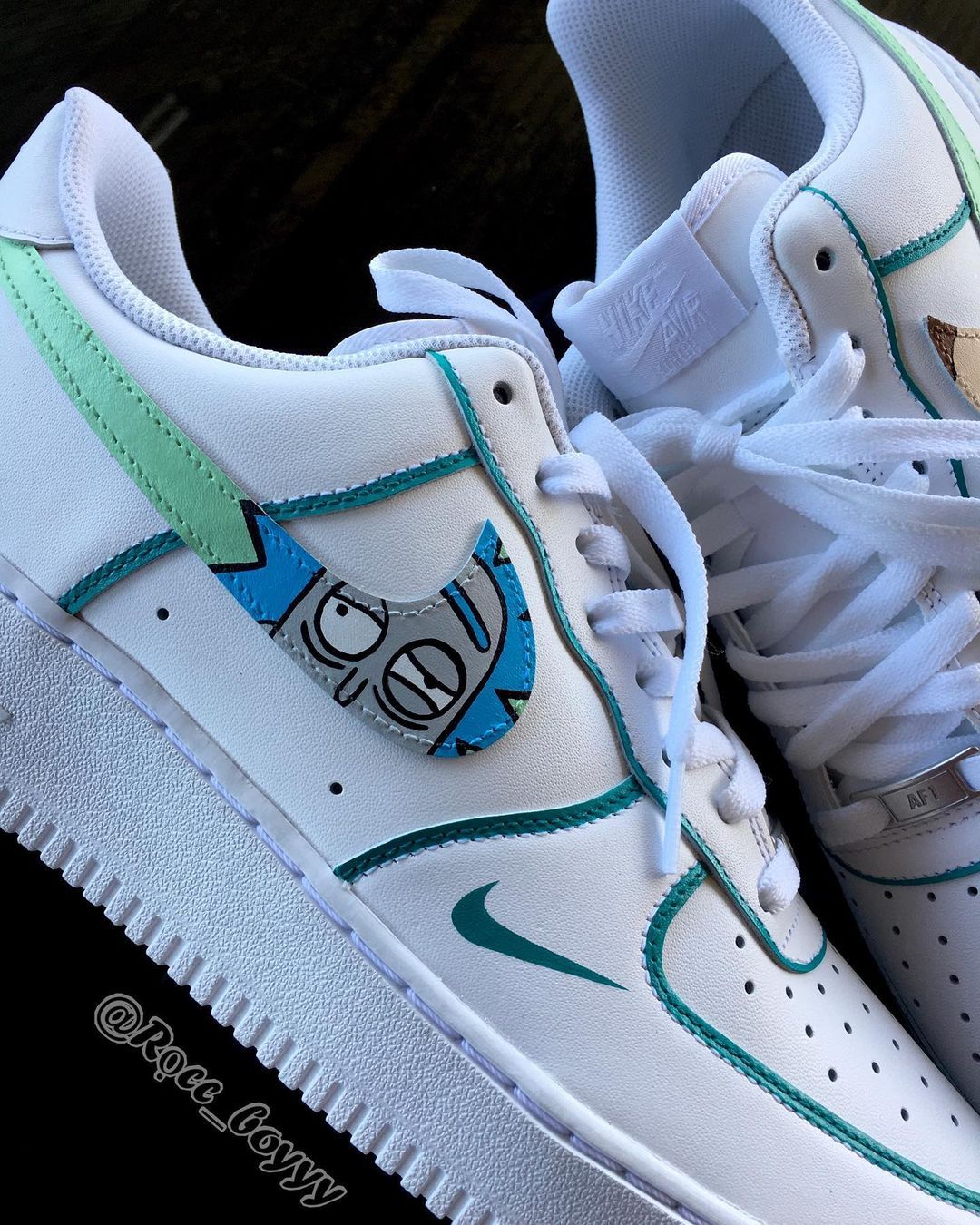 Mint Green Teal Cute Cartoon Custom AF 1s Shoes
