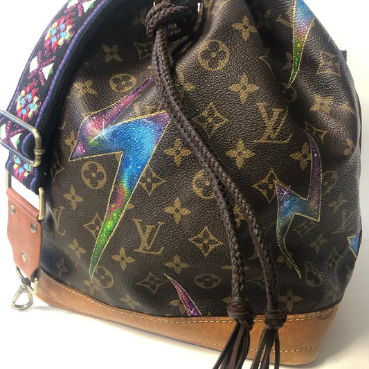 Hand Painted Galaxy Lightning Custom Bucket Bag