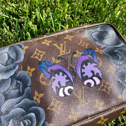 Hand Painted Butterfly & Rose Custom Purse