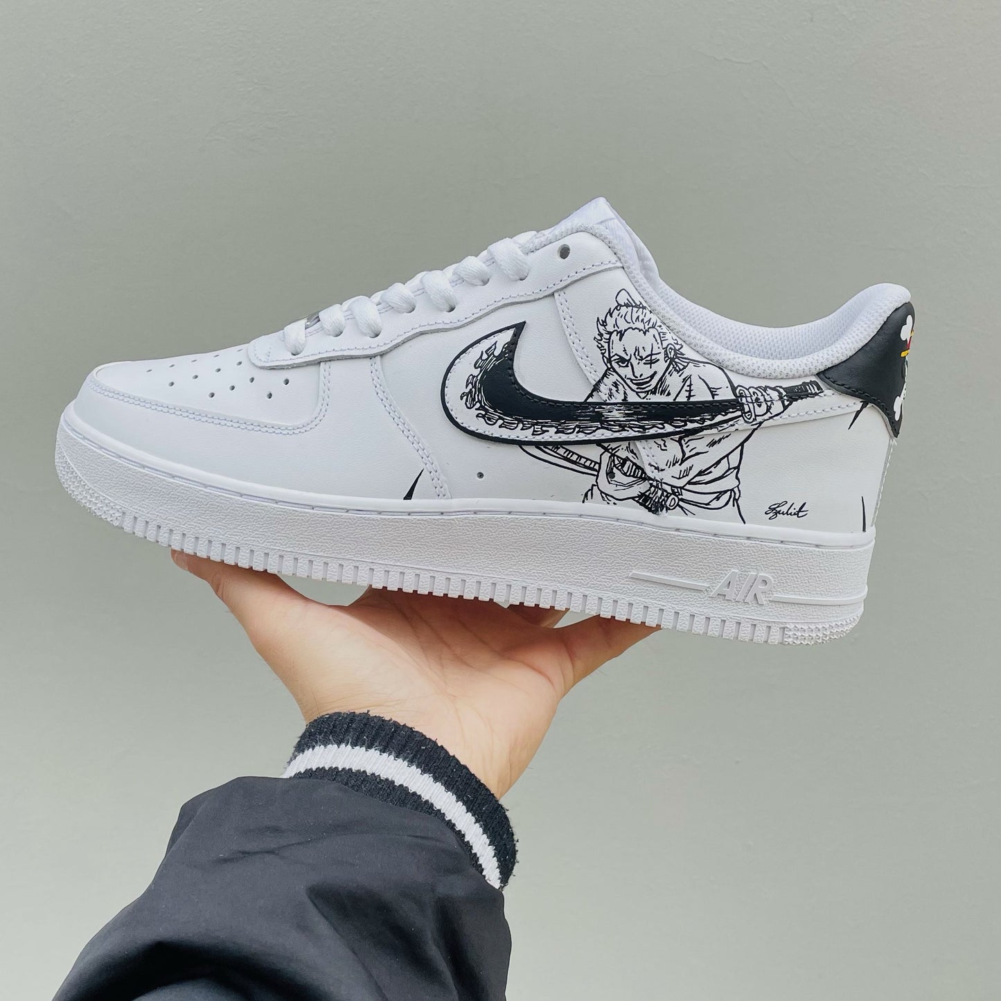 Monochrome Anime Character Custom AF 1s Shoes