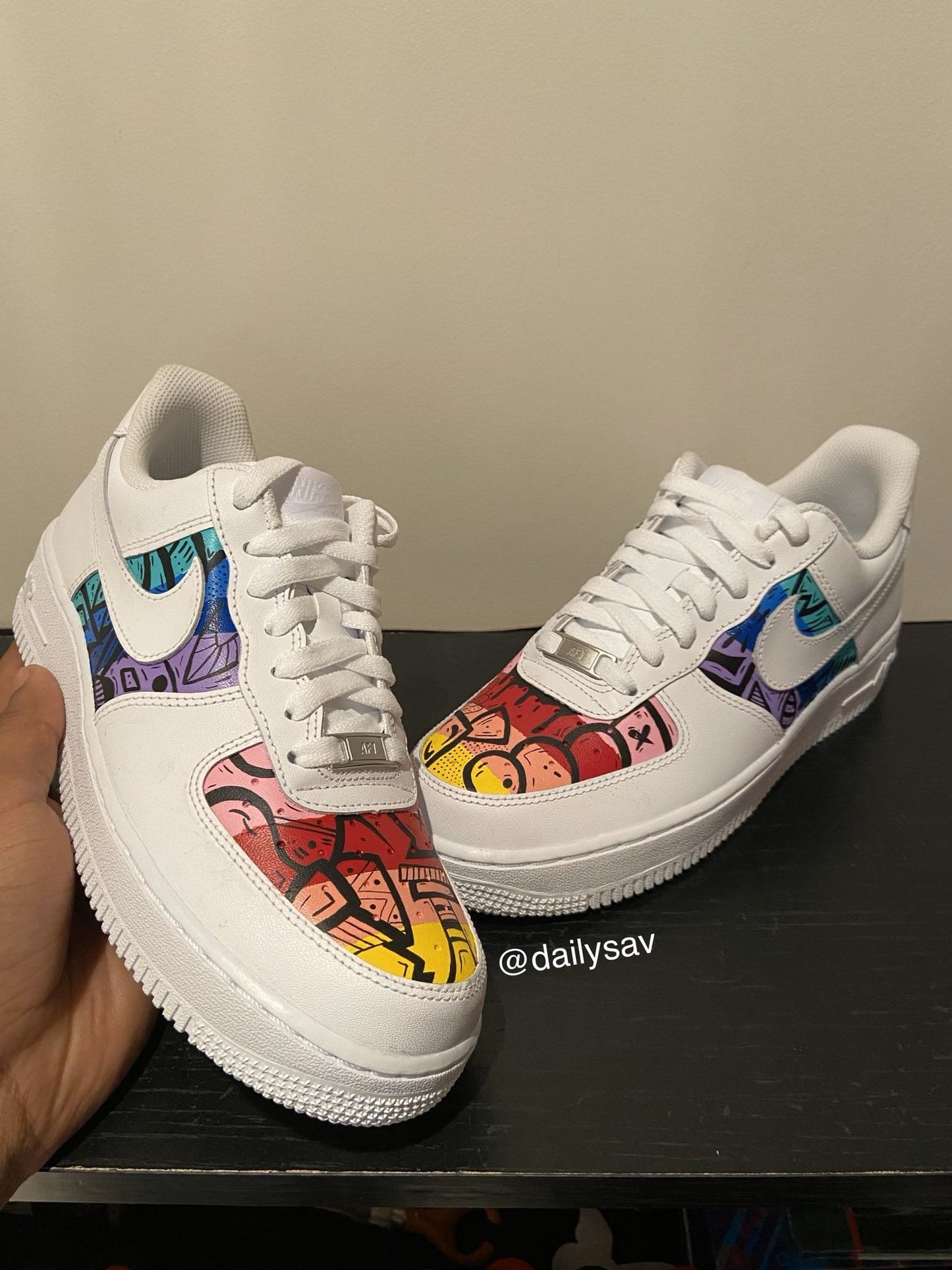 Multi - colored Graffiti Custom Air Force 1 Shoes