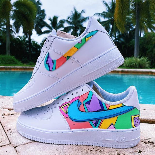 Multicolor Geometric Custom AF 1s Shoes