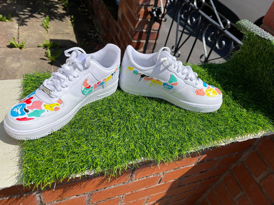 Multicolor Paint Drip Custom AF 1s Shoes
