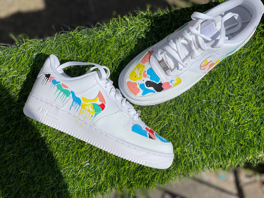 Multicolor Paint Drip Custom AF 1s Shoes