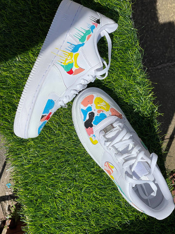 Multicolor Paint Drip Custom AF 1s Shoes