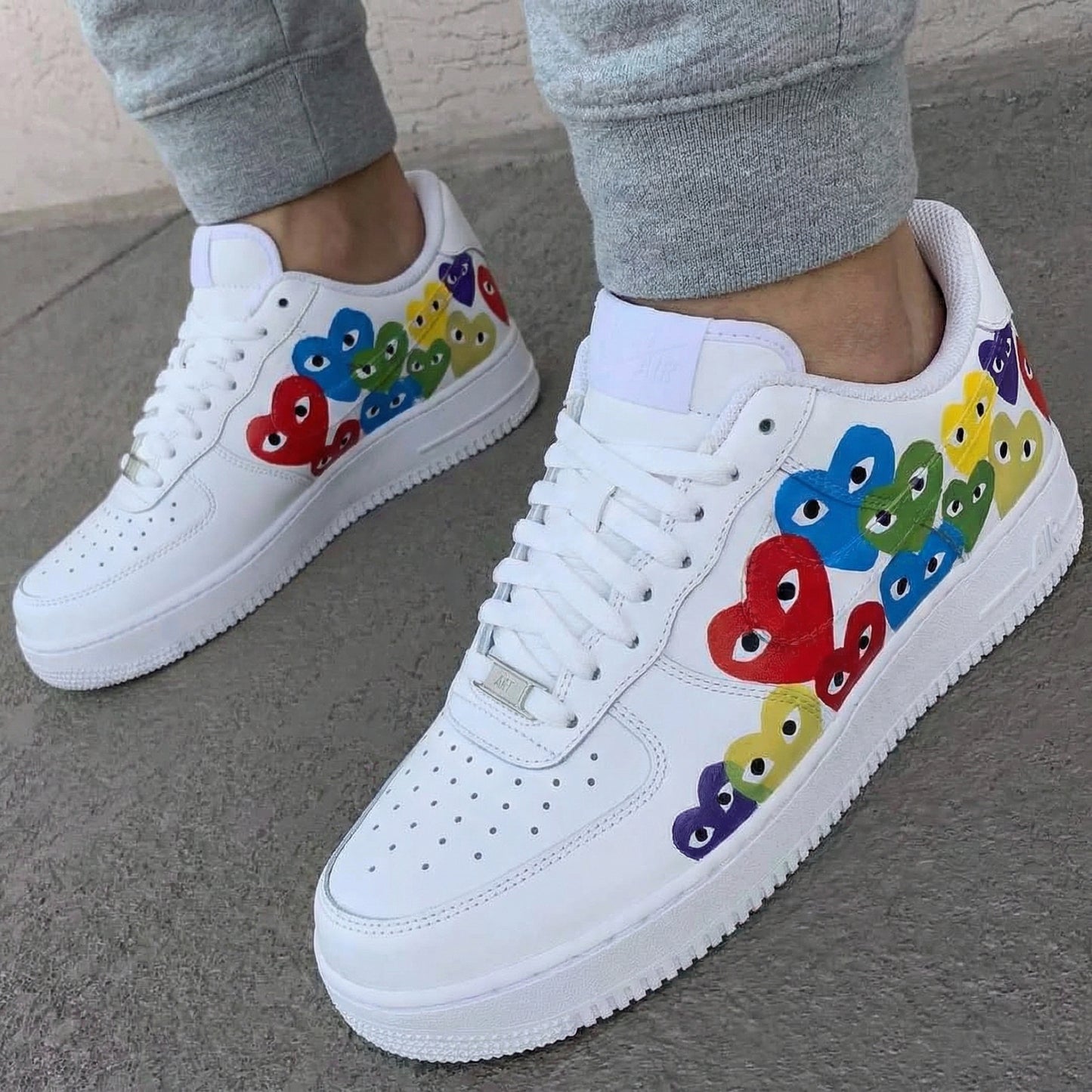 Multicolored Heart Pattern Custom AF 1s Shoes