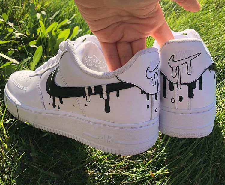 Mysterious Black Drip Custom AF 1s Shoes
