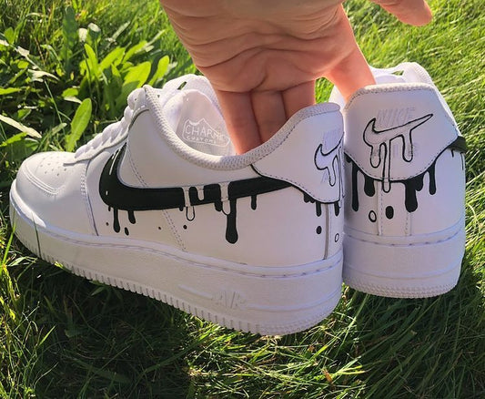 Mysterious Black Drip Custom AF 1s Shoes