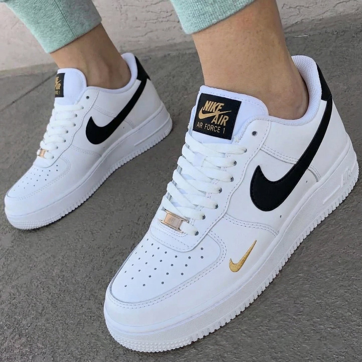Mysterious Black Gold Custom AF 1s Shoes