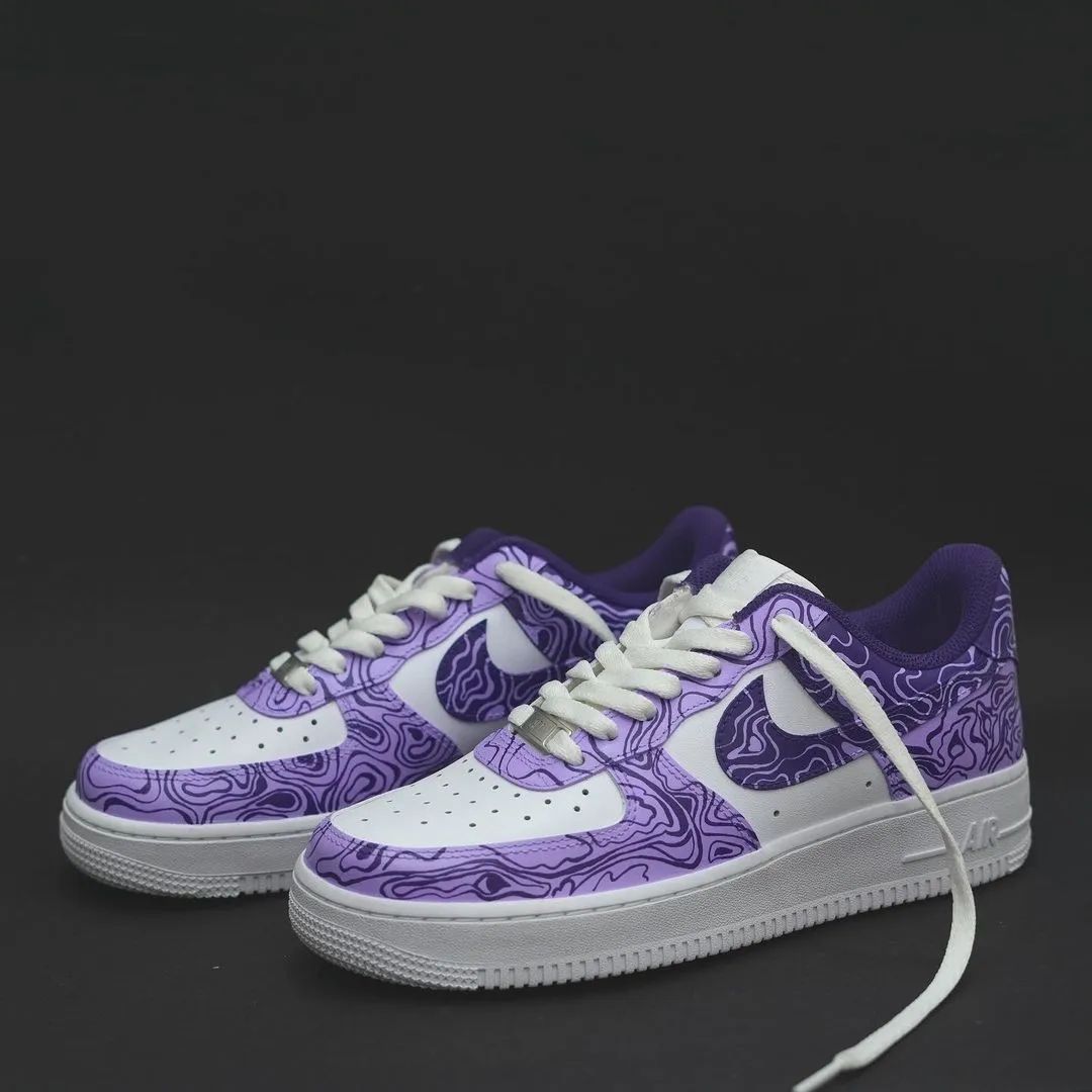 Mystic Purple White Marble Edition Custom AF 1s Shoes
